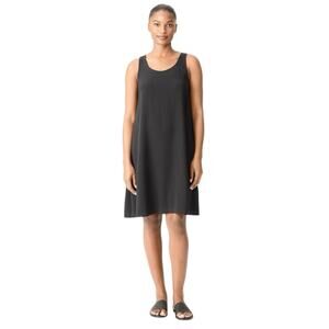 Eileen Fisher Silk Georgette Crepe Scoop Neck Dress Brown